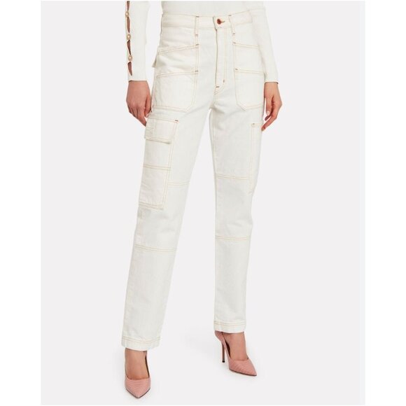 SLVRLAKE Savior High-Rise Cargo Jeans in White - Size 24 - Picture 1 of 9